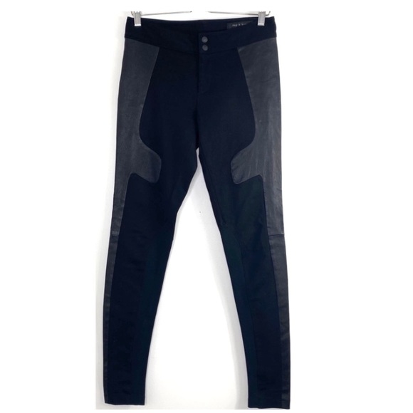 Rag and Bone Rare Lambskin Side Panel Leggings Stretch Leather Pants in Black - Picture 2 of 9